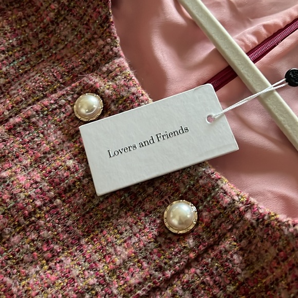 NWT Lovers and Friends Amira Tweed Wool Blend Pink Long Sleeve Mini Dress - Picture 11 of 12